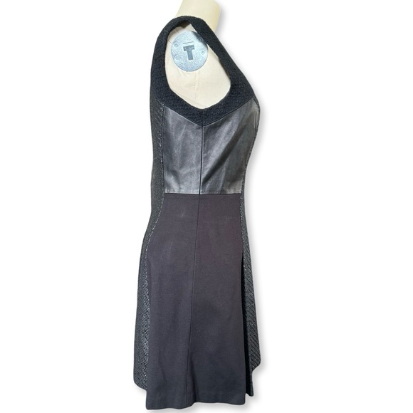 Rebecca Taylor Tweed and Leather Mini Dress - Picture 2 of 5